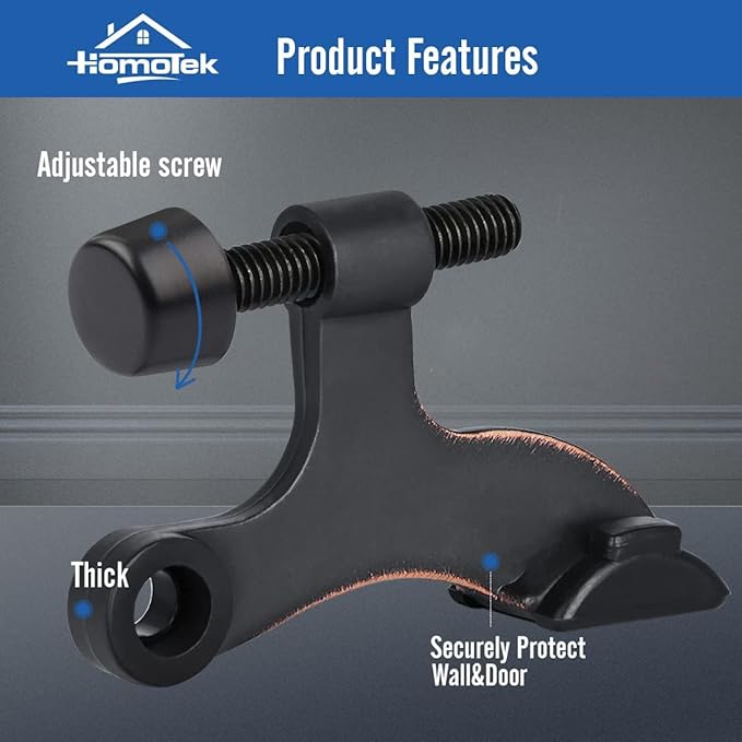 HOMOTEK 12 Pack Hinge Pin Oil Rubbed Bronze Door Stopper, Adjustable Deluxe - Image 2