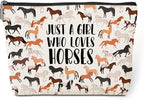 Cute Horses Makeup Bag Horse Gifts Funny Horse Party Favors Stuff Decor Travel Toiletry Bag for Women Best Friends Girls Farmer Grandma Mom Sister Coworker Nurse Camping Birthday Christmas Retirement