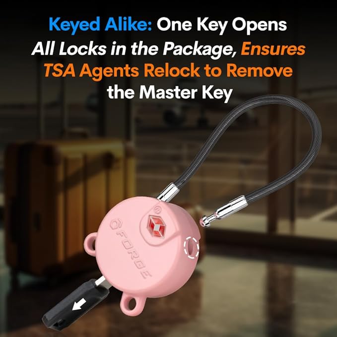 Forge TSA Approved Luggage Locks Ultra-Secure Dimple Key Travel Cable Locks - Image 4