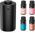Airversa Waterless Essential Oil Diffuser Starter Kit with 4 x 10mL Fragrance Scent Oil, Battery Operated Mini Scent Air Machine Portable Diffuser for Home Car Office, ANX Black Kit01