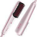 Hair Straightener Brush, Hair Straightener Comb with 3 Temps 20s Fast Heating Shine, Gold Rose