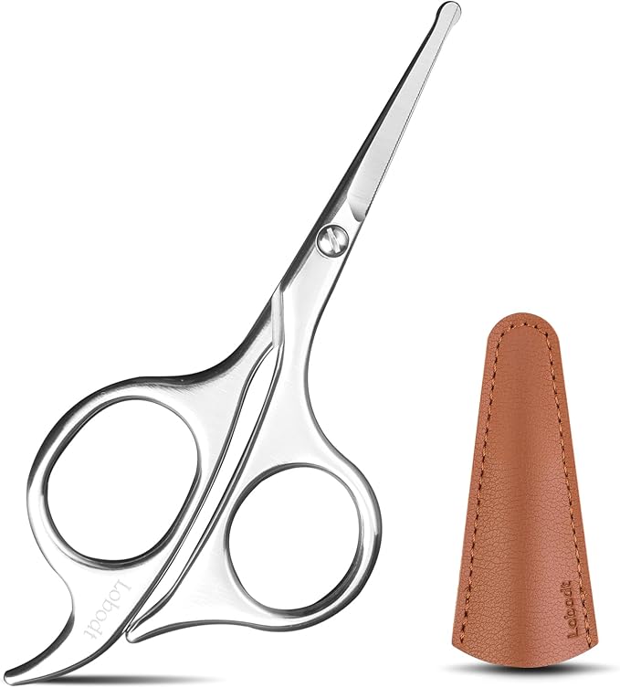 4.7-inch professional nose hair scissors, round-headed stainless steel small scissors, suitable for trimming facial hair, ear hair, eyebrows, bathroom, personal care and beauty (silver)