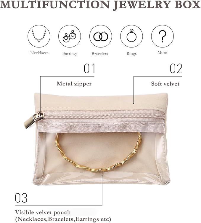 Jewelry Box Organizer for Women, Small Jewelry Travel Case, Leather Travel - Image 6