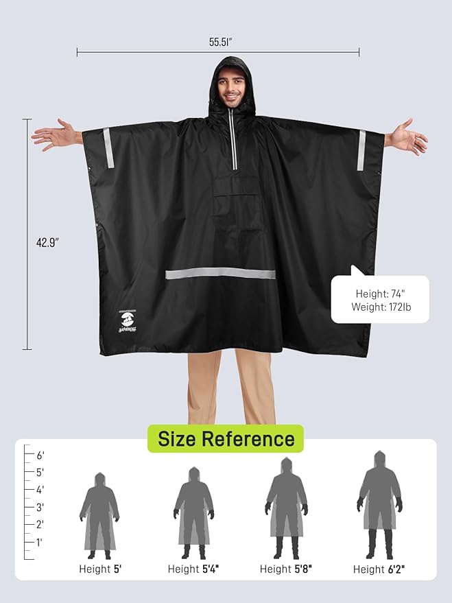 SaphiRose Hooded Rain Poncho Waterproof Raincoat Jacket - Image 2