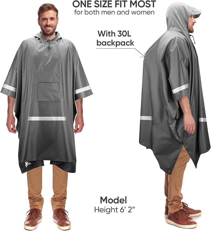 PTEROMY Hooded Rain Poncho for Adult - Image 4