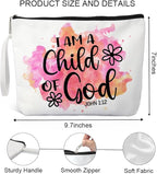 I Am A Child Of God Makeup Bag, Funny Cosmetic Bag for Goddaughter, Inspirational Gifts for Christian, Baptism Gifts for Godchild, First Communion Gifts, Catholic Gifts for Women