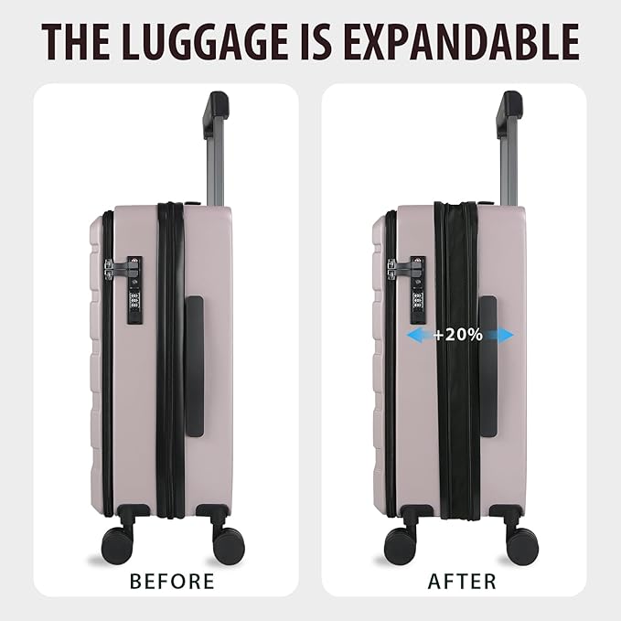 KROSER Carry On Luggage with Spinner Wheels & Built-in TSA Lock, Expandable Top - Image 5