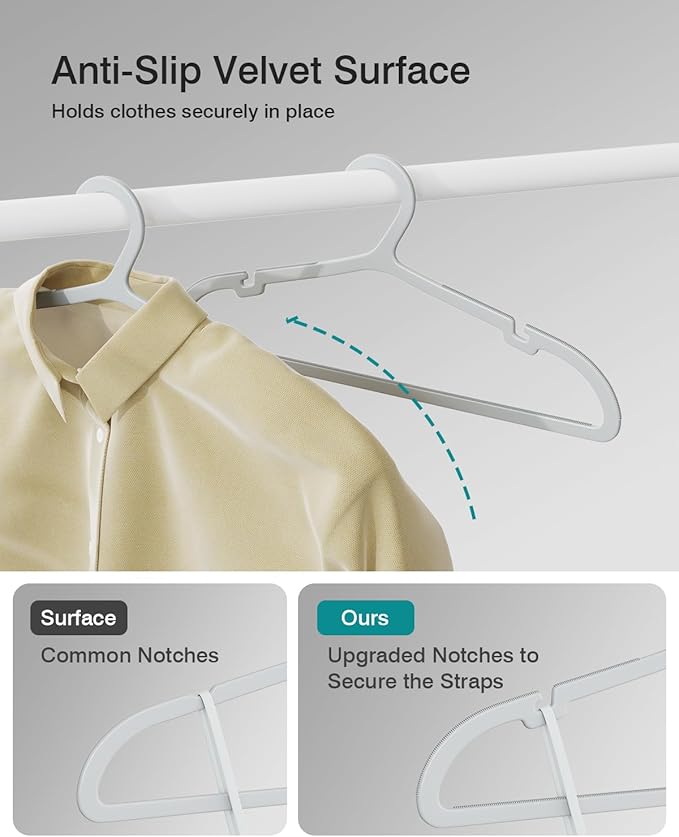 50 Pack Clothes Hangers, Non Slip Plastic Coat Hangers, Space Saving Hangers - Image 5