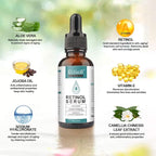 Day-Night Anti Aging Vitamin C Serum Retinol Serum For Face with Retinol & Amino Acids - Boost Skin Collagen,Hydrate & Plump Skin Facial Serum