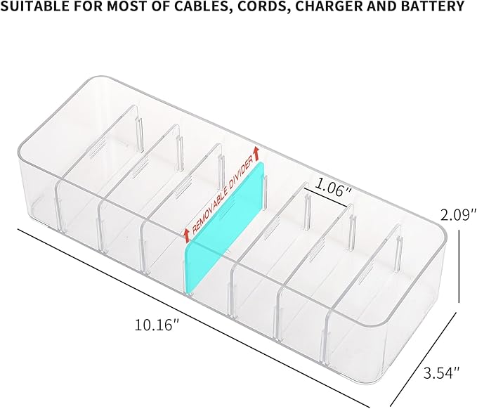 Yesesion Clear Plastic Cable Organizer Box - Image 3