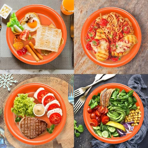 50 Pcs Orange Plastic Plates (Orange / 50 Pcs)
