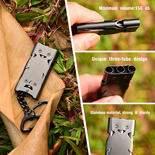 Stainless Steel High Decibel Outdoor Life (Three Tubes Whistle~Sliver)