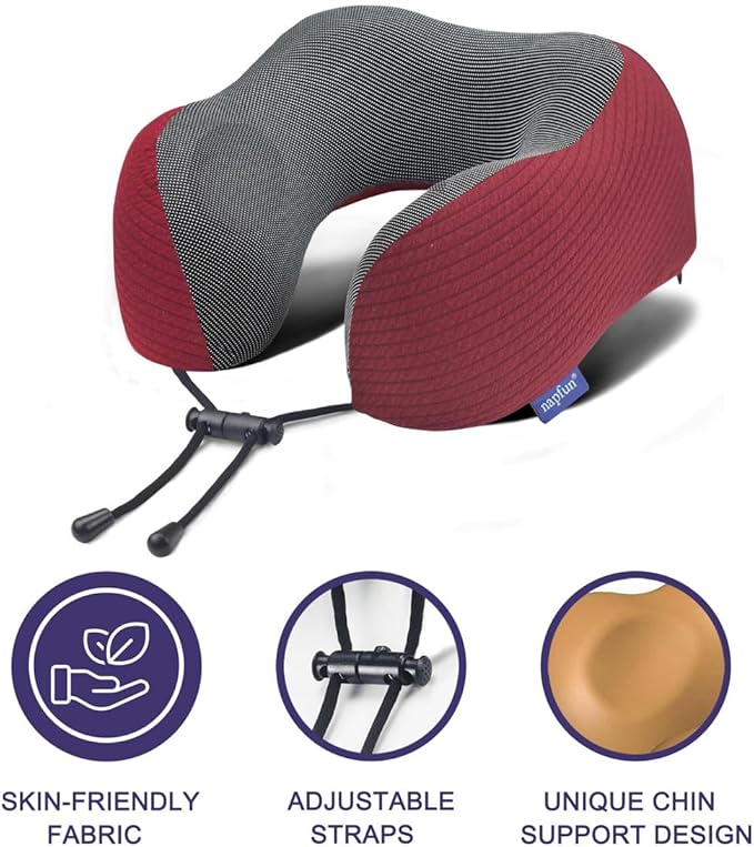 napfun Neck Pillow for Traveling, Upgraded Travel Neck Pillow for Airplane 100% - Image 3