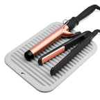 Professional Heat Resistant Mat for Hair Styling Tools: Curling Iron, Flat Iron, Hot Tools, and Travel Use - Silicone Mat with Velcro (Gray)
