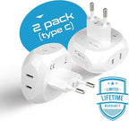 Ceptics European Travel Plug Adapter Europe Power Adaptor Charger 4 Input - Image 3