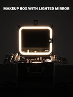 Qislee Makeup Box with A Detachable Lighted Mirror, Waterproof Travel Train Case - Image 8