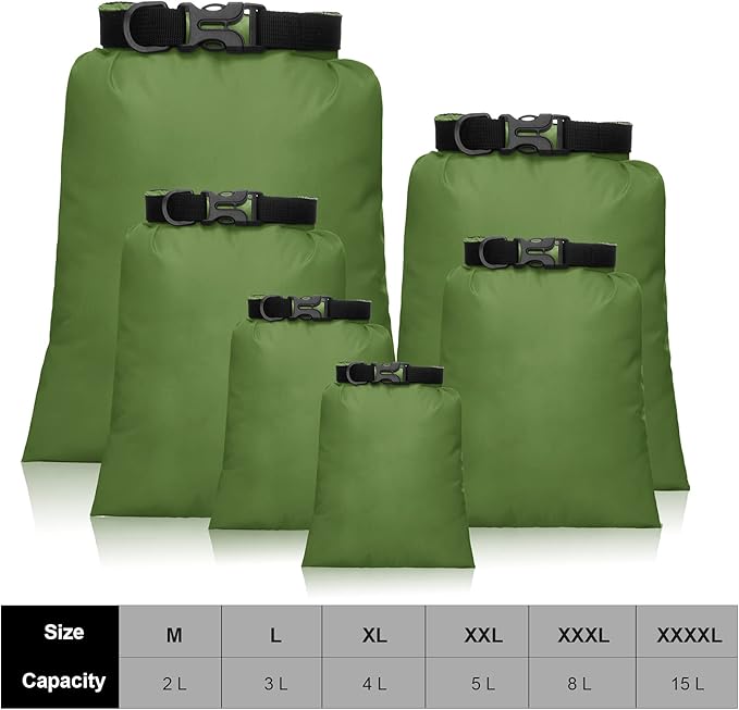 Shappy Waterproof Dry Bag Set 6 Sizes Lightweight Sacks and Long Adjustable - Image 3