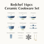 Redchef 16pcs Ceramic Nonstick Pots and Pans Set, Kitchen Cookware Set - Image 9
