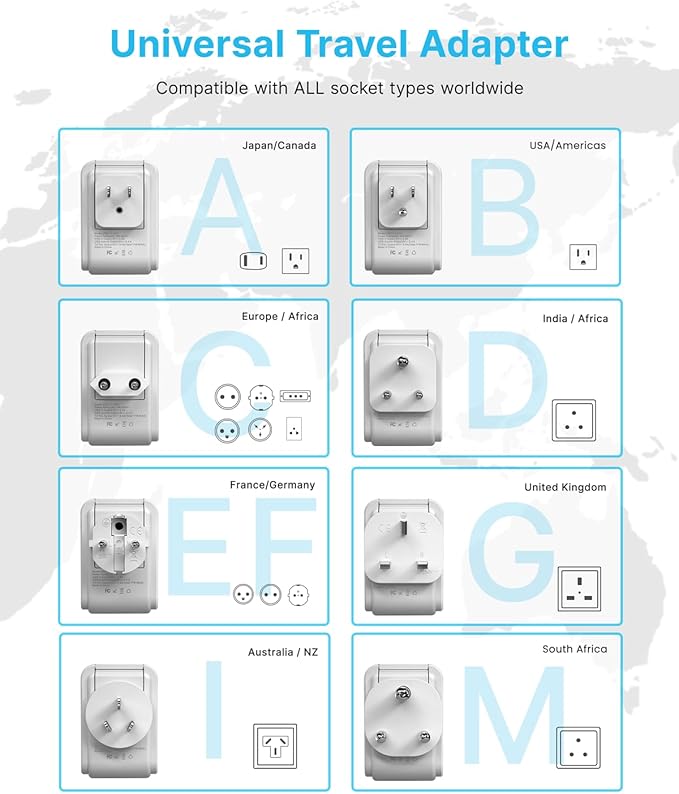 VINTAR Universal Travel Adapter Kit, International Power Adapter - Image 2