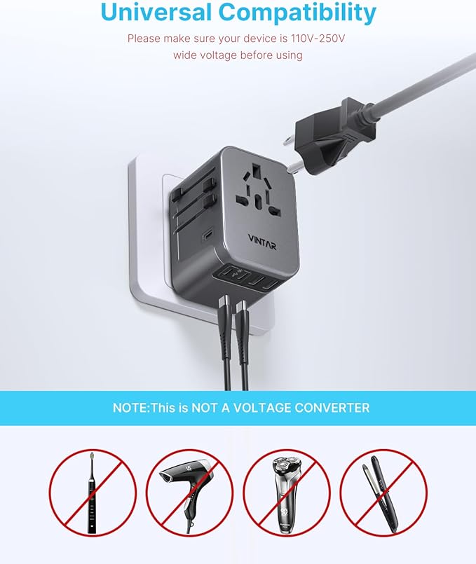 Universal Travel Adapter, VINTAR International Power Adapter - Image 7