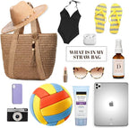 Straw Beach Bags for Women Woven Beach Tote Bag Casual Boho Large Shoulder - Image 3