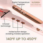 Fashion Pink Infrared 2 Inch Hair Straightener,2 Inch Wide Professional Ceramic Tourmaline Flat Iron with Big Temp Display,140F-450F Degree,Dual Voltage