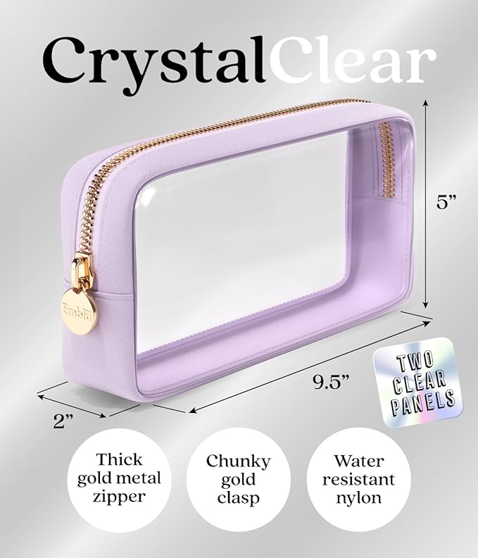 Clear Makeup Bag Zipper Pouch, Transparent Cosmetic Case Organizer, TSA - Image 2