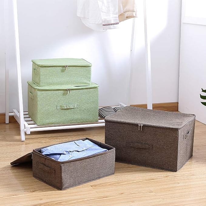 ANMINY 2PCS Storage Bins with Zipper Lids 13 Qt Lidded Fabric Storage Boxes - Image 6