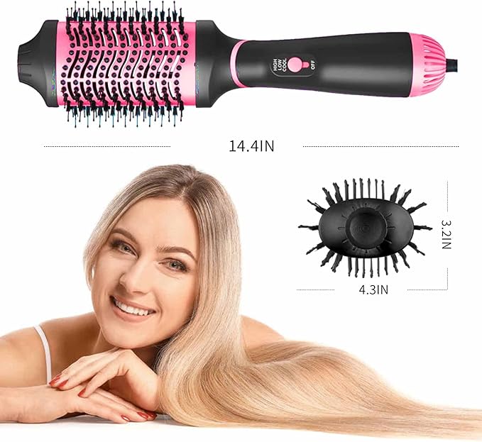 Roewol Nil Hair Dryer Brush, 4-in-1 Styling Tool, Compact, Red, Aluminum