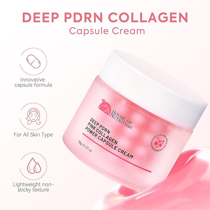 PDRN Pink Collagen Capsule Cream with Retinol & 5% Niacinamide – Salmon DNA Dual Texture Moisturizer for Face – 200Da Micro Collagen Jelly Gel for Barrier Repair, Firming & Glass Glow Skin – 2.37 oz