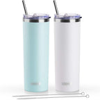 koodee 20 oz Tumbler with Lid and Straw-2 Pack Stainless Steel Insulated Skinny by koodee