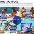 Waterproof Beach Tote Pool Bags for Women Ladies Extra Large Gym Tote Carry On Bag With Wet Compartment for Weekender Travel (Blue White Stripes)