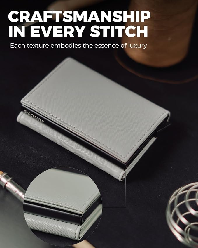 Jenoss Smart Wallet For Men & Women: Full Grain Leather, Handcrafted, Slide - Image 5