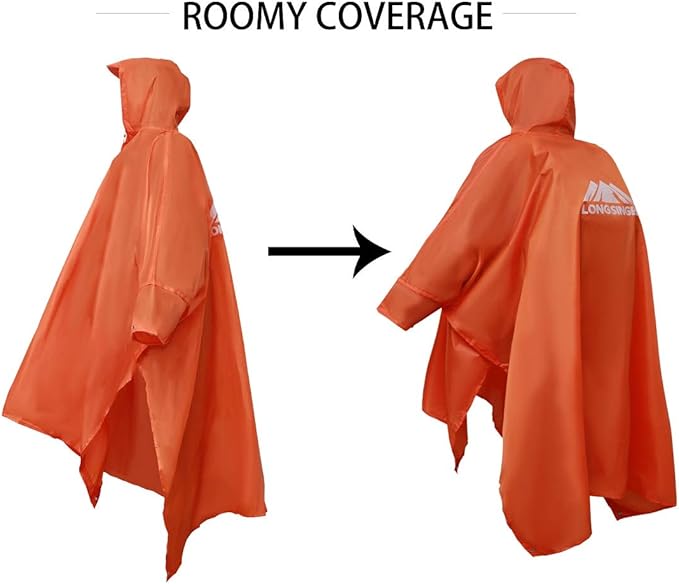 longsinger Rain Poncho for Adult, Waterproof Rain Poncho - Image 9