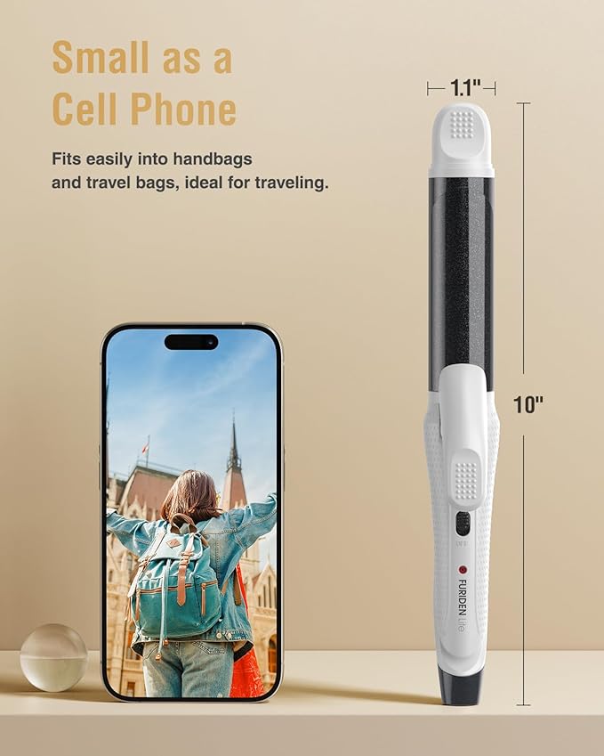 Europe Travel Curling Iron Mini: Dual Voltage Curling Iron for Traveling - Mini Travel Curling Irons 1 Inch with US Plug,Black 450℉ for Thick/Coarse Short Hair