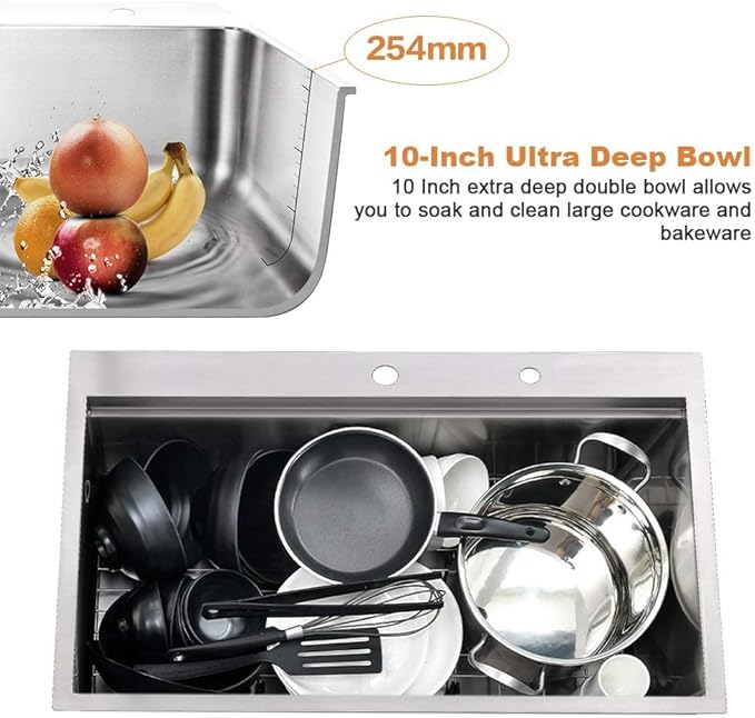 30 Inch Drop In Kitchen Sink Workstation-Bokaiya 30x22 Stainless Steel Drop In - Image 7