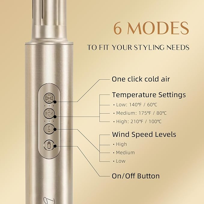 DORISILK 8 in 1 Hair Styler & Hair Dryer Brush Blow Dryer, 110,000 RPM High-Speed Hot Brush Styler Auto Wrap Curlers, Frizz-Free Ionic for Straightening Curling Volumizing Fast Drying, Champagne Gold
