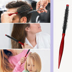 2 Styles Small Round Brush, Wooden Mini Hair Brush Roller Quiff Hair Combs, Mustache Brush, Travel Nylon Hairdressing Brushes Styling Volume Hairbrush for Curling, Short, Thin Hair