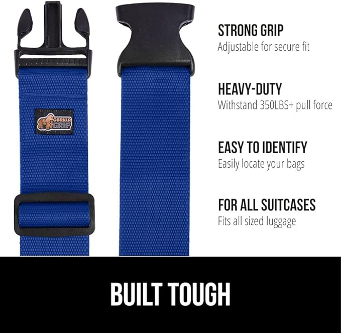 GORILLA GRIP Heavy Duty 4 Pack Adjustable Luggage Straps - Image 2