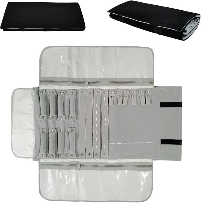 Velvet Travel Jewelry Case Roll Bag Organizer by SCIKHEFT