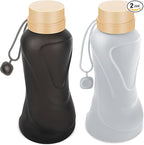 Collapsible Water Bottles 2 Pack, Leak Proof, Reuseable BPA Free Silicone by HighQualityBetterLife