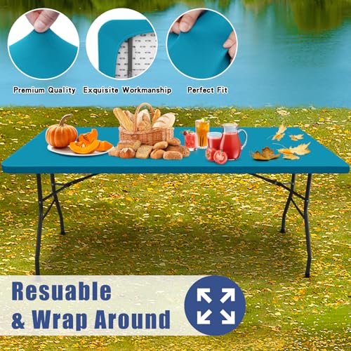 2 Pack Rectangle Spandex Fitted Table Cloth (Teal / 60" x 30" (Rectangular))
