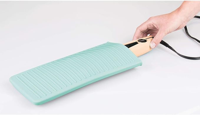 iDesign Silicone Heat-Resistant Hair Styling Tools Storage and Travel Pouch for Curling Irons, Straighteners, Wands - Aqua