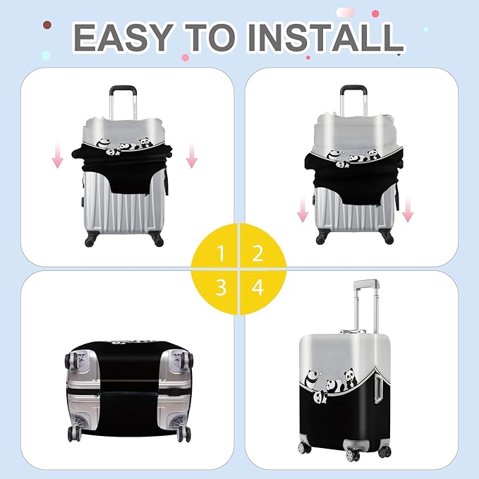 ANNA QUEEN Panda Family Luggage Cover, Cute Panda Design Suitcase Protector - Image 6