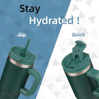 30 oz Tumbler with Handle and 2 Straws, 2 in 1 Lid Insulated Water Bottle - Image 2