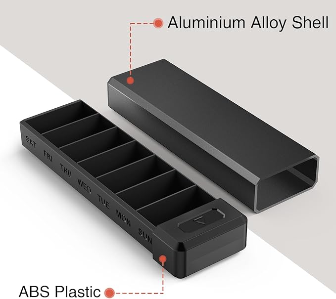 HEIYING Pill Organizer with Aluminum Shell - Image 2