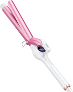 1 Inch Long Barrel Digital Ceramic Curling Wand with Auto Shut Off and Dual Voltage for All Hair Types - Fast Even Heat Up