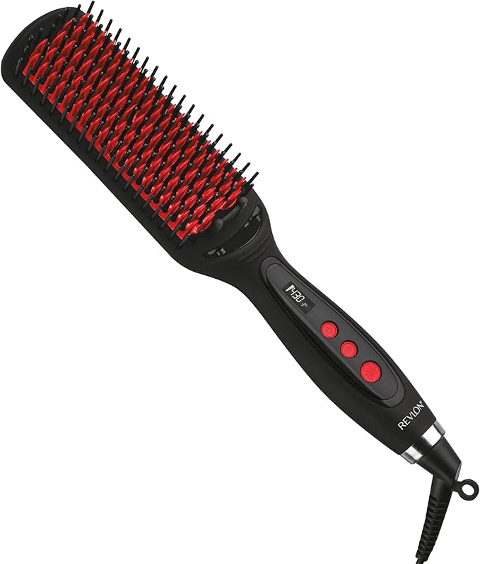 REVLON SmoothStay XL Hair Straightener - Heated Straightening Brush for Silky & Straight Long-Lasting Results, Locks in Moisture with Reduced Static & Frizz