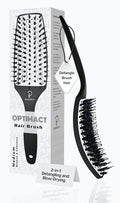 Curved Vented for Blow Drying - Boar Bristle Brush (Medium) with Comfortable Handle - Soft Bristle Brush for Thick and Fine Hair - Natural Boar Bristles for Women, Men & Kids - White