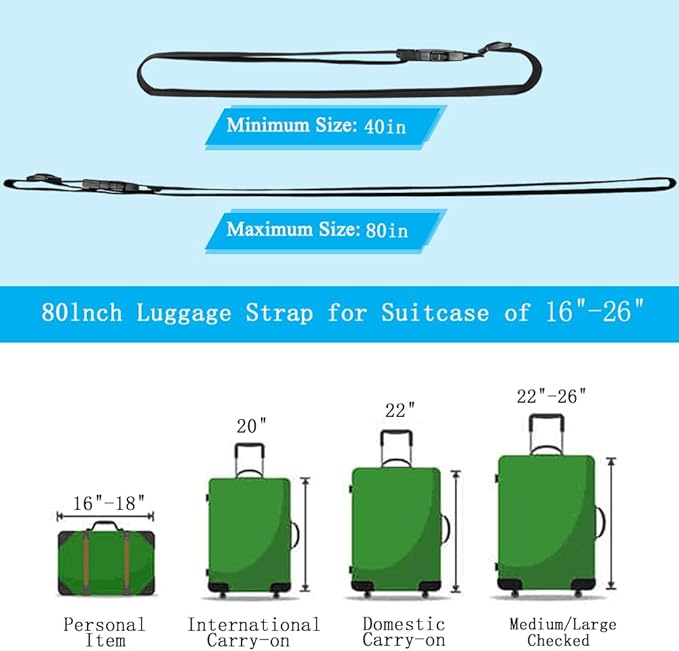 2Pcs Luggage Straps for Suitcase Travel Accessories TSA Approved, 80In Long - Image 5